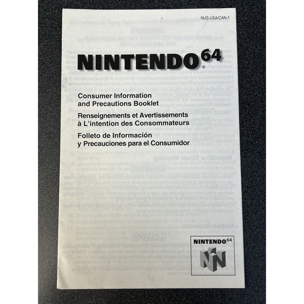 Nintendo 64 N64 Consumer Information Precautions Booklet Only NUS-USA/CAN-1
